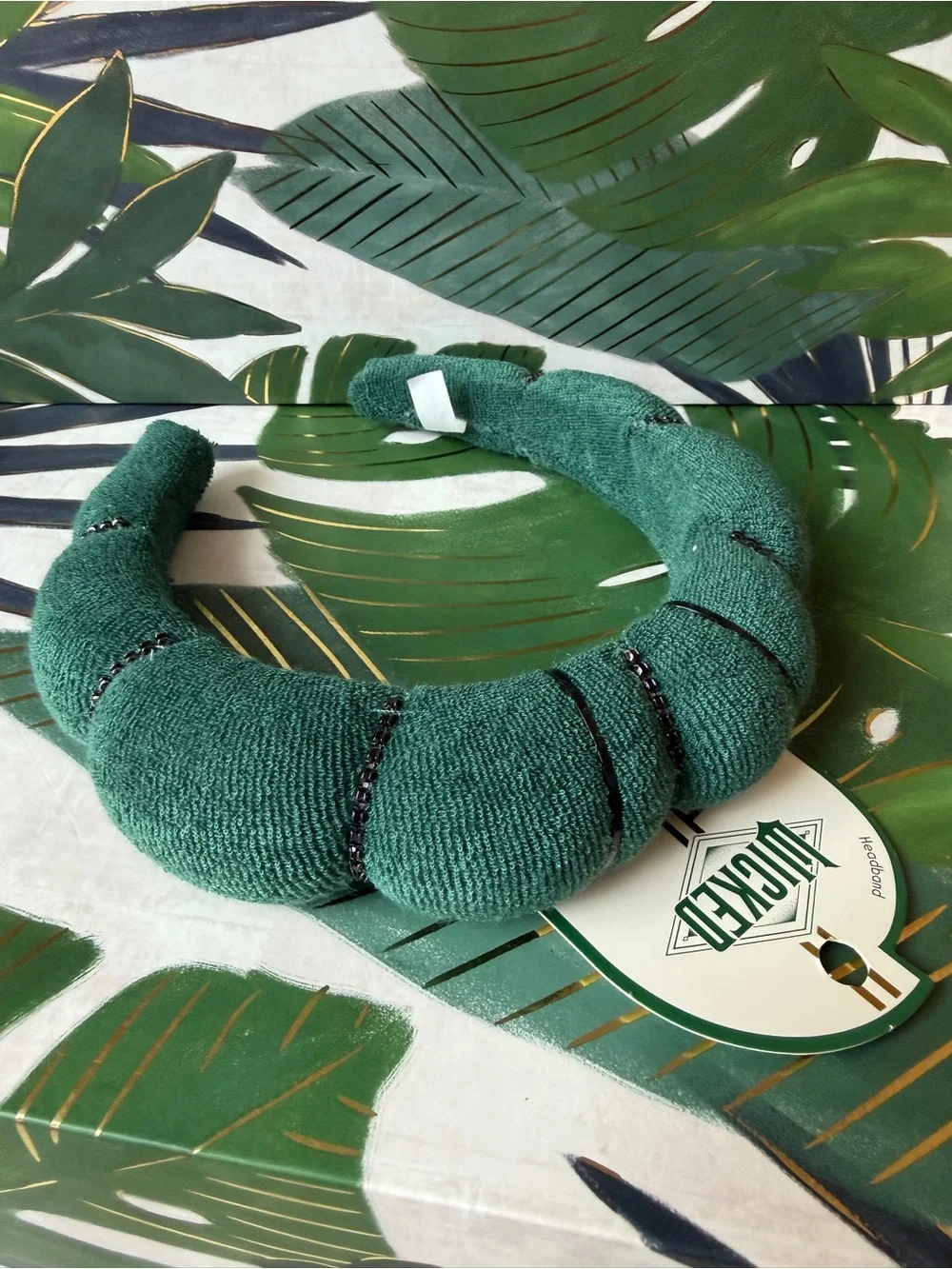 Scünci Wicked Elphaba Spa Headbands Green Black Bow Set of 2 NWT